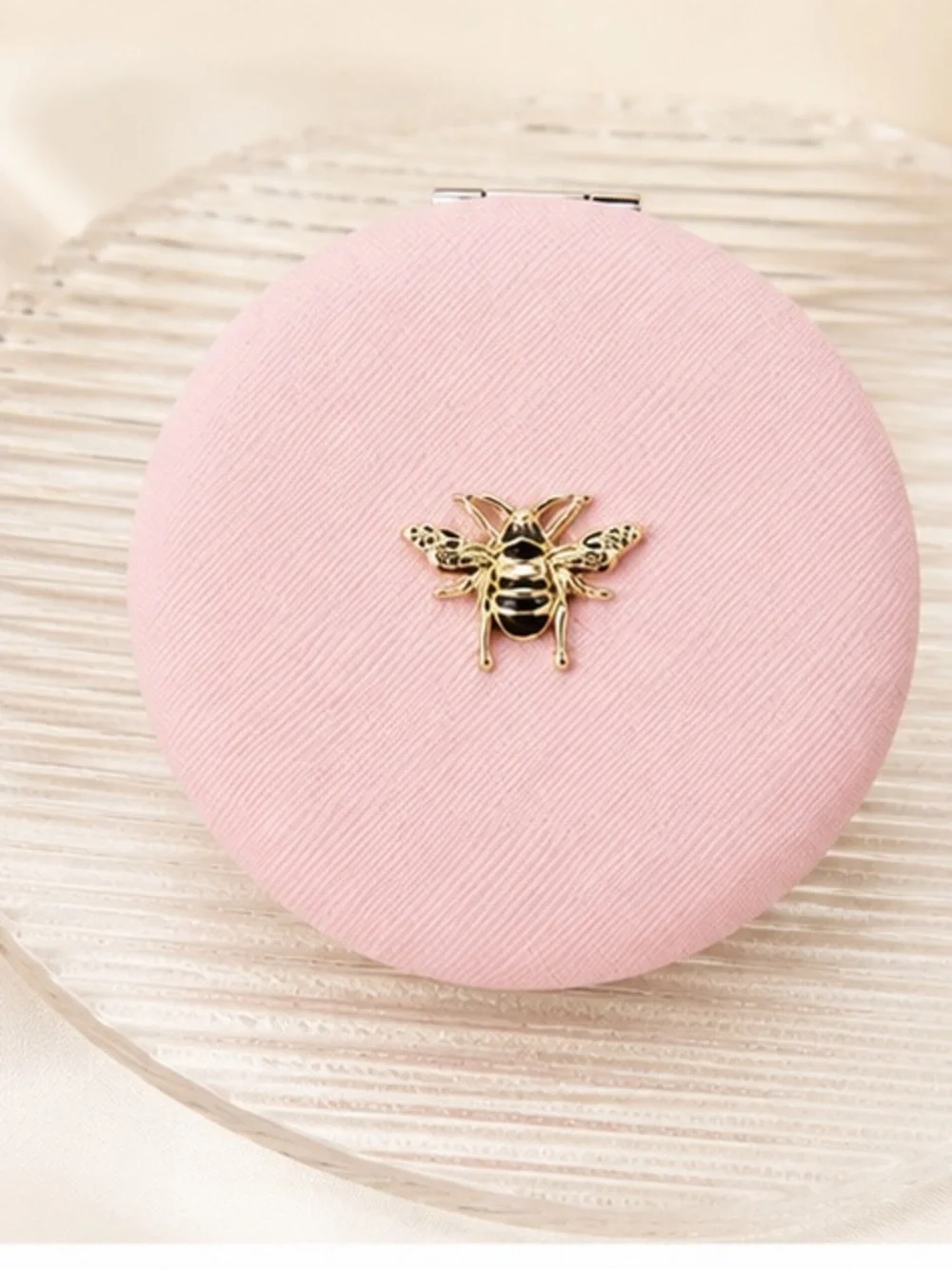 Pink Bee Compact Mirror Double-Sided Travel Vanity Mirror